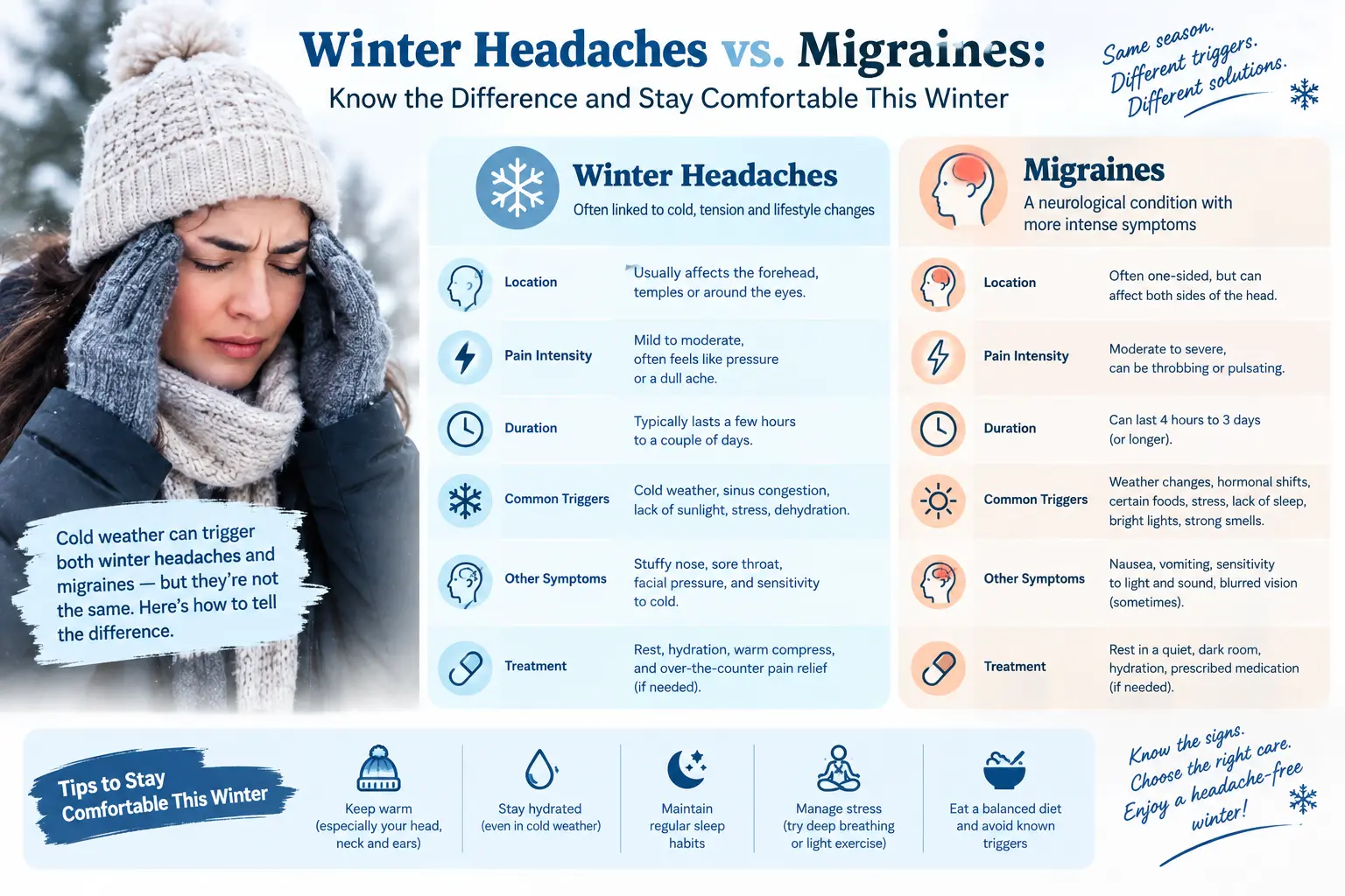 Winter Headaches vs. Migraines Know the Difference and Stay Comfortable This Winter